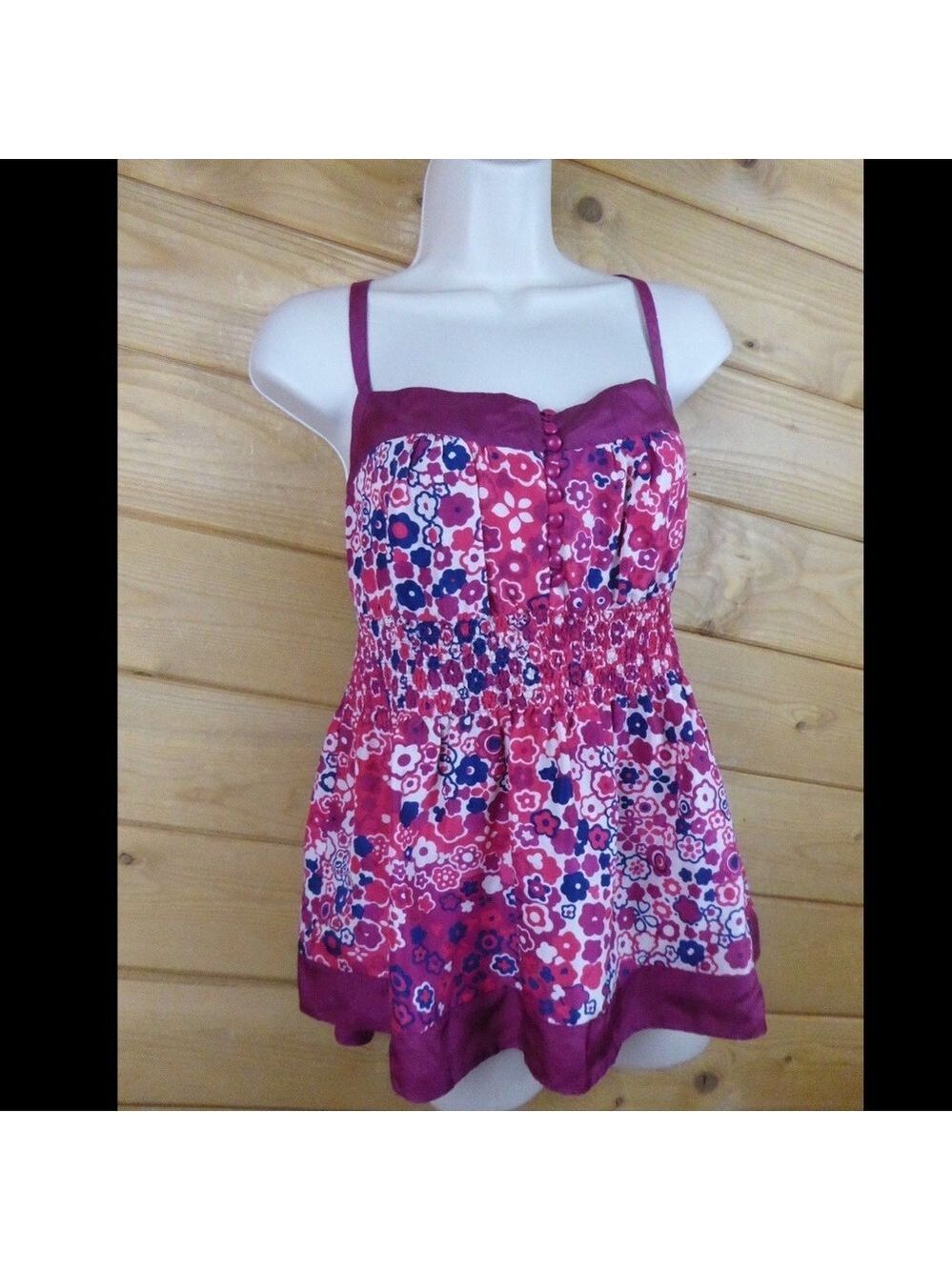 Odille Fuchsia Floral Silk Tunic Cami Ties Back 8 - Picture 9 of 10